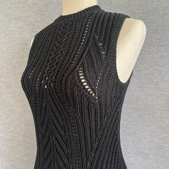 Banana Republic Sleeveless Open Stitch Sweater Sz M Preppy Coastal Capsule Black - Picture 5 of 15